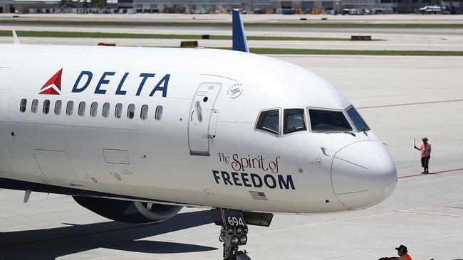 Delta Airlines has been forced to ground all its planes worldwide over an unspecified systems outage. Picture: Joe Raedle / Getty Images / AFP