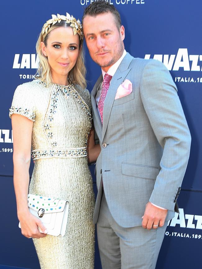 Bec and Lleyton Hewitt at Flemington racecourse. Picture: Julie Kiriacoudis