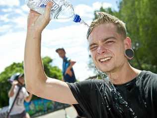 Chris Neeb cools down at the Chalk Drive skate park on the weekend. Picture: Kevin Farmer