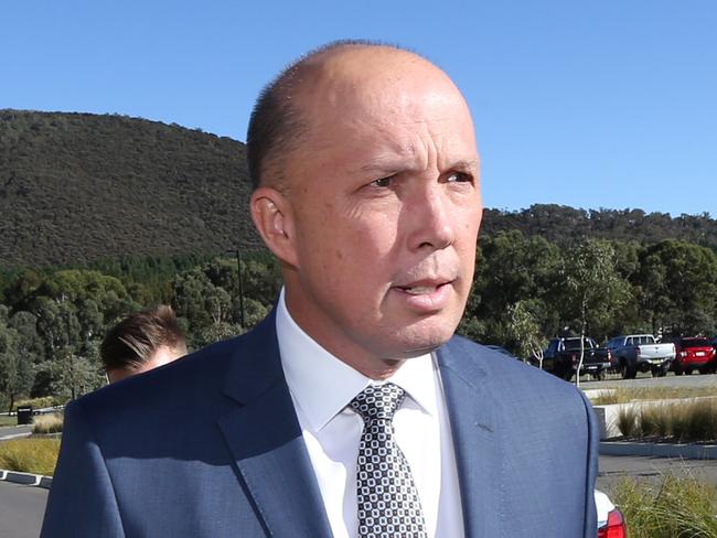 The Home Affairs Peter Dutton during a visit to the AFP Forensics Facility in Canberra. Picture Gary Ramage