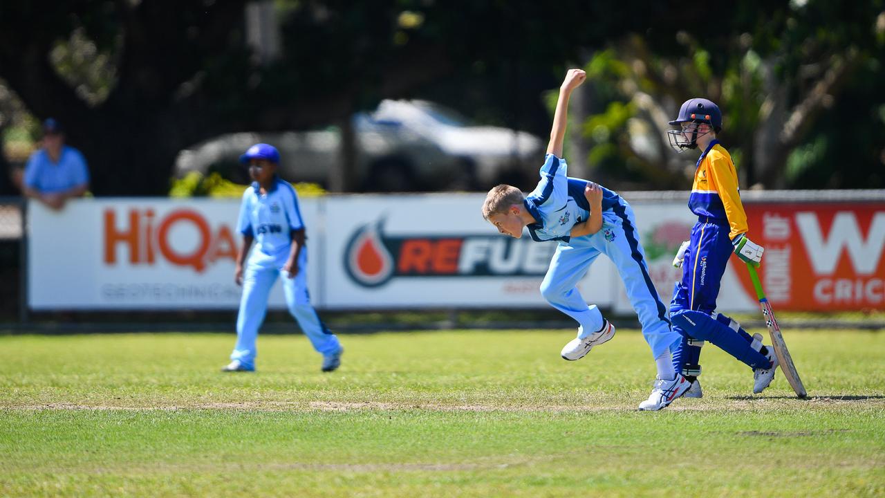 Players in action at the Under-12 cricket national championships in Darwin, Northern Territory. NSW U12 Boys Vs ACT U12 Boys at Gardens Oval. Picture: Pema Tamang Pakhrin