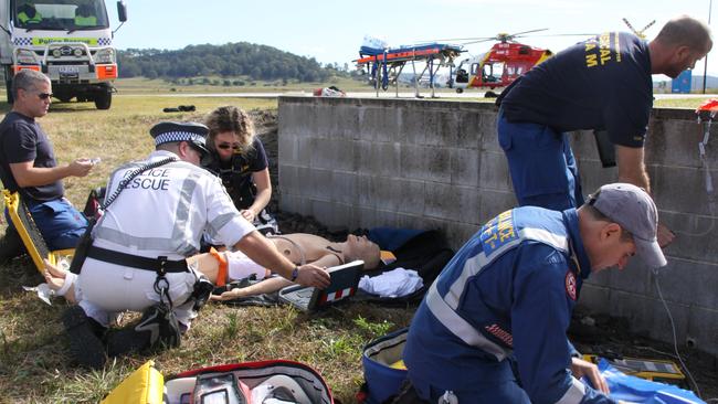 An inter-agency exercise between Police Rescue and the Westpac Rescue Helicopter crews was held at Lismore on June 1, 2021. Photo: Alison Paterson