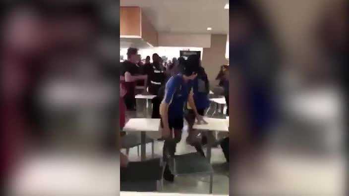 Wild brawl in Casuarina food court