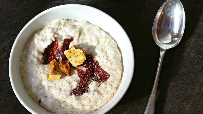 Creamy Rice Pudding with Rhubarb Jam. Picture: Jason Loucas