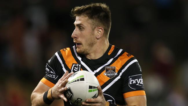 Paul Momirovski has said his goodbyes to Wests Tigers teammates on several occasions but his swap move to the Storm now appears unlikely to go ahead. Picture: AAP