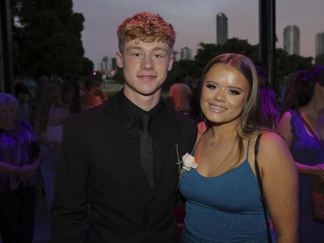 Kaleb Benny and Kathryn Richards at the Coomera Anglican College Formal at HOTA. Picture: Marcelo Lang.