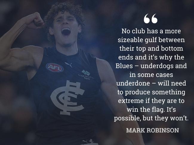 Carlton will take an underdone squad of stars north in week one of finals.