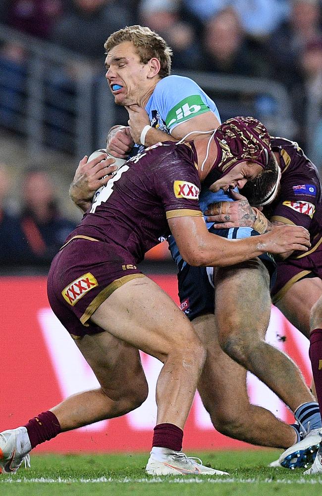 Ponga played big minutes and defended in the middle. (AAP Image/Dan Himbrechts)