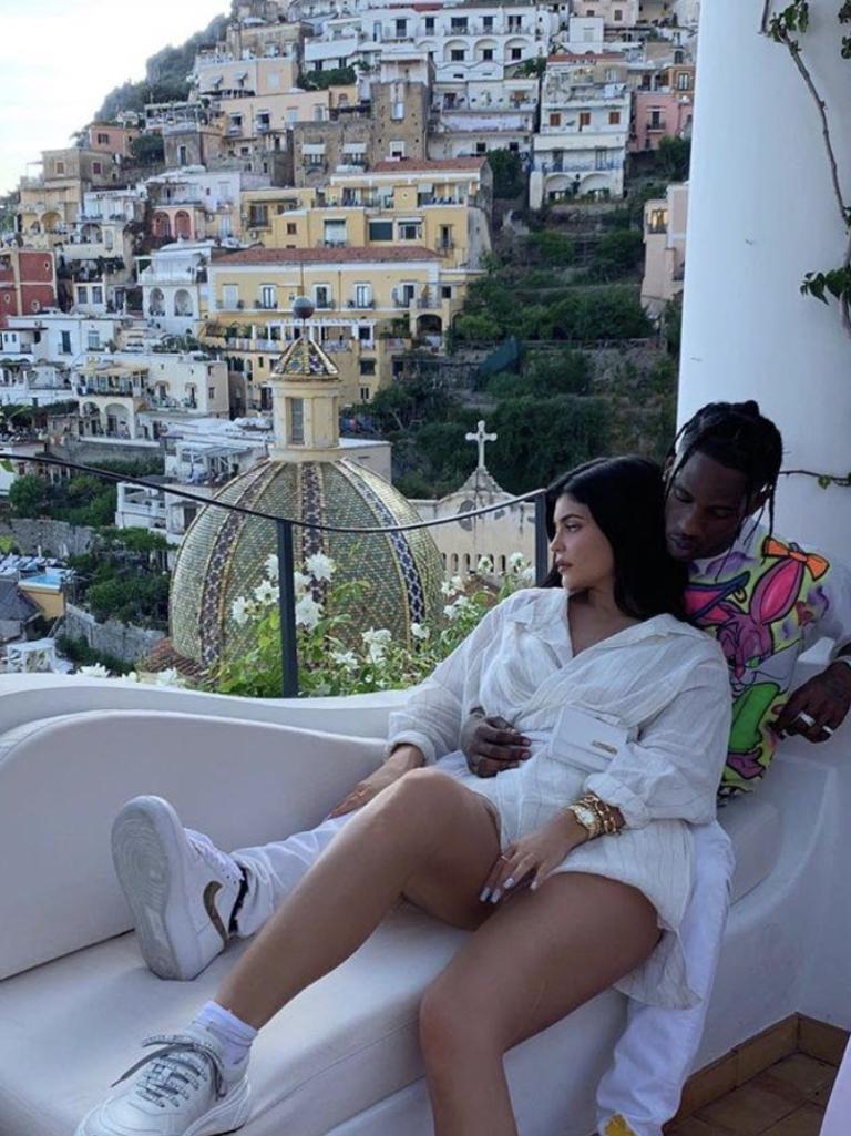 Jenner pictured with her ex-boyfriend Travis Scott at the Positano hotel.