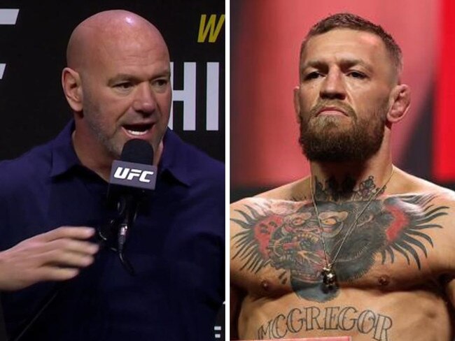 Dana White and Conor McGregor. Photos: Fox Sports/AFP