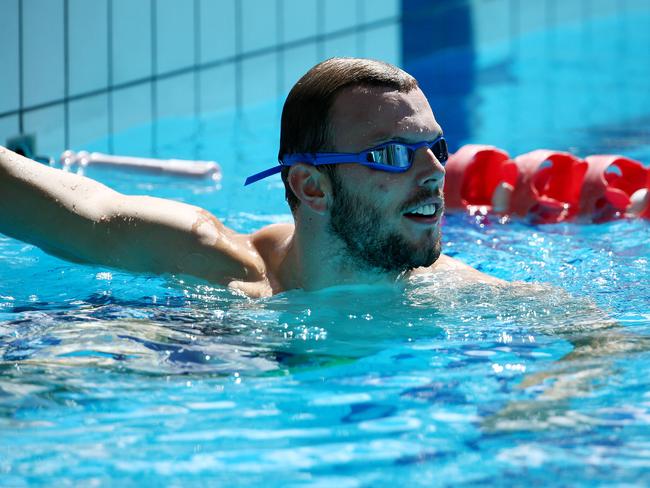 Kyle Chalmers, Australian Commonwealth Games swim team the Dolphins training at Sleeman Sports Complex, Chandler. Photographer: Liam Kidston.