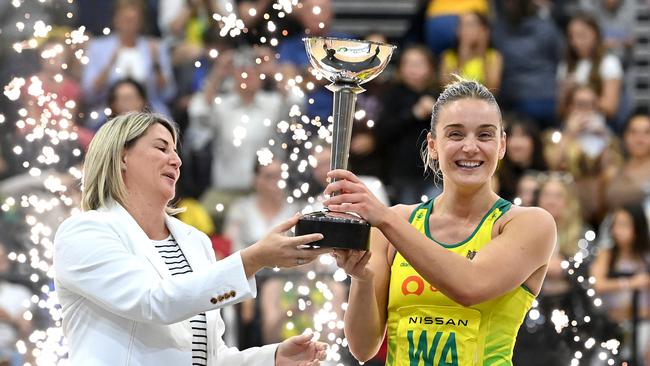 Liz Watson and Stacey Marinkovich with the Constellation Cup.