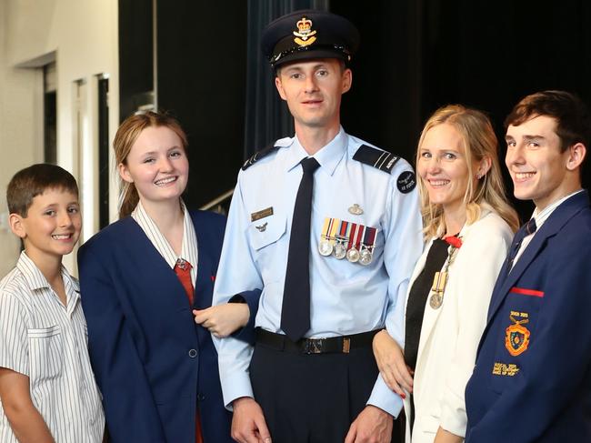 The Watkins family attending the ANZAC Day Service at West Moreton College, on Friday April 22nd 2022