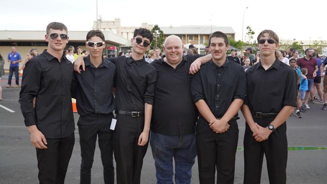 The boys in charge of keeping things in order at the 2023 Kingaroy State High School formal.