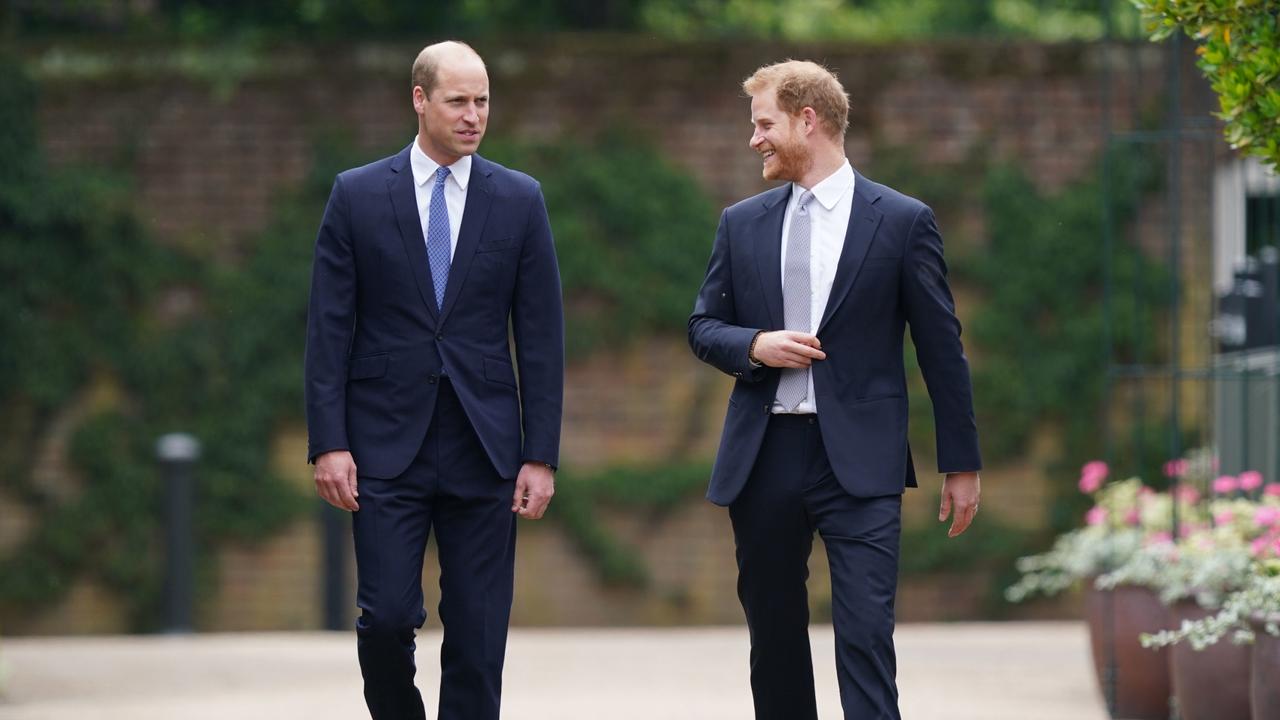 Prince William and Prince Harry arrive for the unveiling of a statue they commissioned of their mother Diana, Princess of Wales. Picture: Yui Mok – WPA Pool/Getty Images.