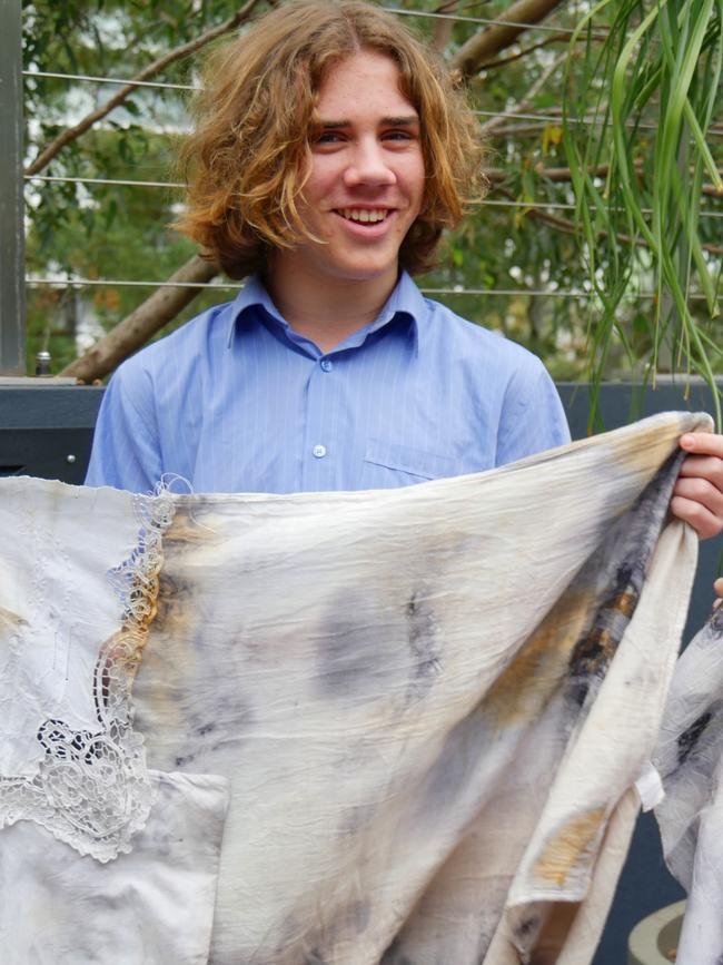 James Cartwright with his eco-dyed fabric. Photo. supplied.