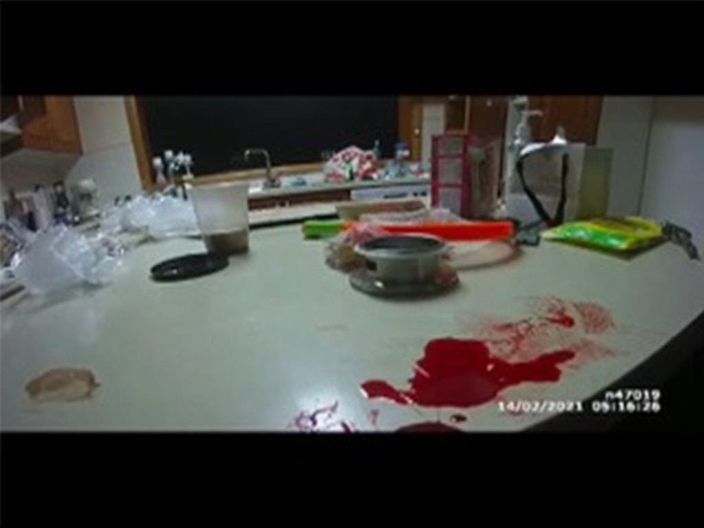 Pools of blood inside Michael Lichaa's house after a heated argument in February 2021. Picture: Supplied.