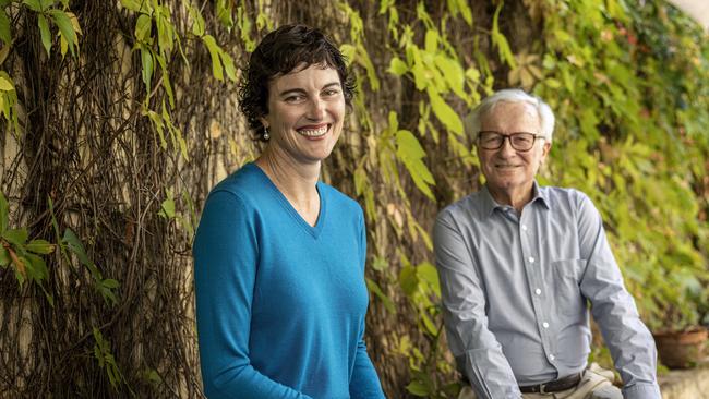 Kate Chaney, with her grandfather Fred Chaney, who was a minister in the Fraser government. Picture: Colin Murty