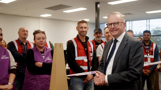 Prime Minister Anthony Albanese attends the official declaration for the seat of Grayndler. Picture: NewsWire / Nikki Short