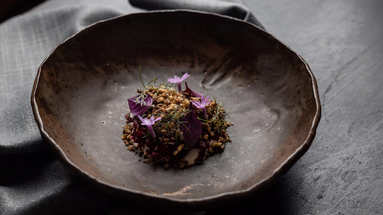 Heirloom beetroot with almond cream at Pneuma. Picture: David Kelly