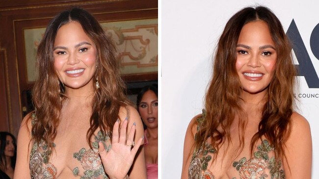 Chrissy Teigen rocks naked dress.