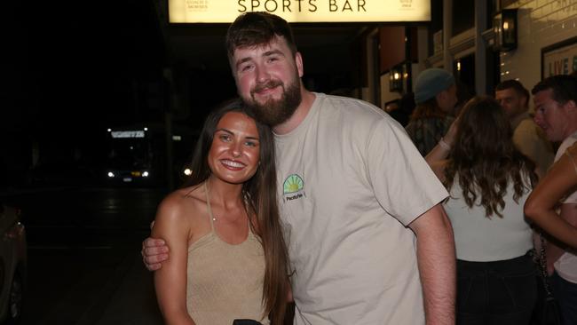 Tayla O’Sullican and Alfie Clark outside the Coach and Horses Hotel Randwick.