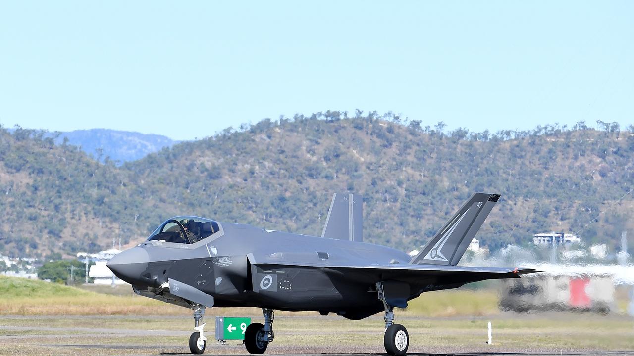 A F-35 A Lightning II, are in Townsville for combat flight training. Picture: Shae Beplate.