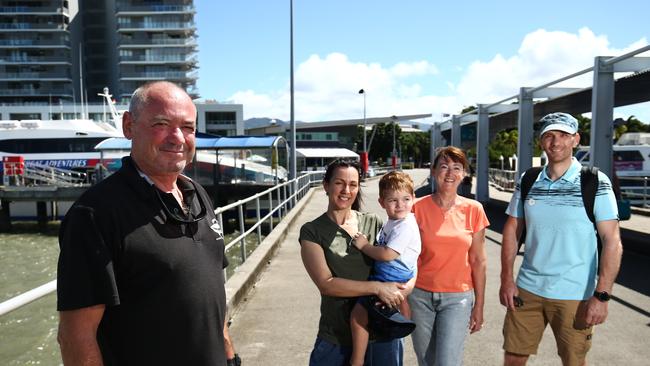 The Cairns Post's Far North Speaks survey has revealed that after cost of living pressures, the environment is the biggest concern for Far North Queenslanders heading into the Federal election. Mike Crane, left, pictured with friends Stefania Battistel, Elia Vacilotto, 2, wife Jenny Crane and Francesco Vacilotto after a day on the water. PICTURE: BRENDAN RADKE