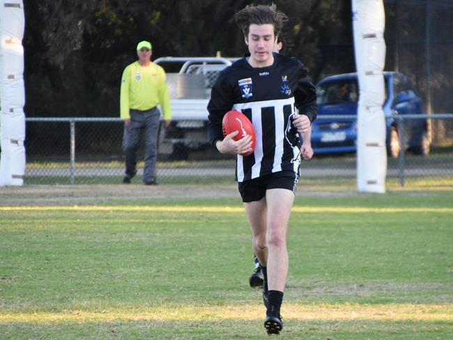 Teenage Crib Point full-forward Tom Panich kicked 9.3 on Saturday. Picture: Pamela Vercoe