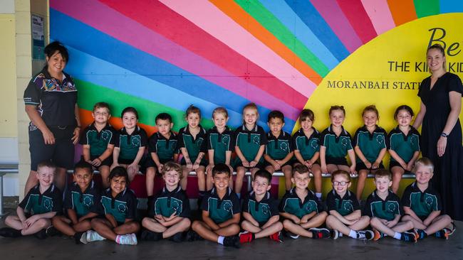 Moranbah State School Prep OS Back Row: Teacher Aide Mrs Belinda Ney, Ollie Morton, Remi Pearce, Harrison Aitken, Aariyah Pietzner, Ellen McFarlane, Holly Collins, Paoa Faamita, Frankie Roberts, Emma White, Pippi Waldon, Darcie Cribb, Teacher Mrs Bianca OSullivan Front Row: Noah Greenhalgh, Mowan Tilberoo, Ty Ty Kemp, Jaxon Doig, Liam Blair, Knox Walker, Nikau Bruce Edwards-Mills, Nevada Brown, Blake Howland, Quinn Moore