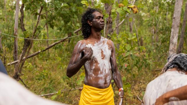 Yolngu men prepare to perform during the Garma Festival. Picture: Tamati Smith/ Getty Images