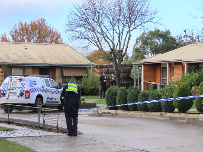 Police at a crime scene on Larter Street, Ballarat East on Tuesday, June 7, 2022. Photo: Timothy Cox