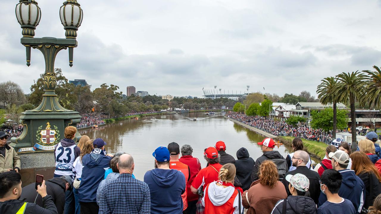 Fans waiting for the boats. Picture: Jason Edwards