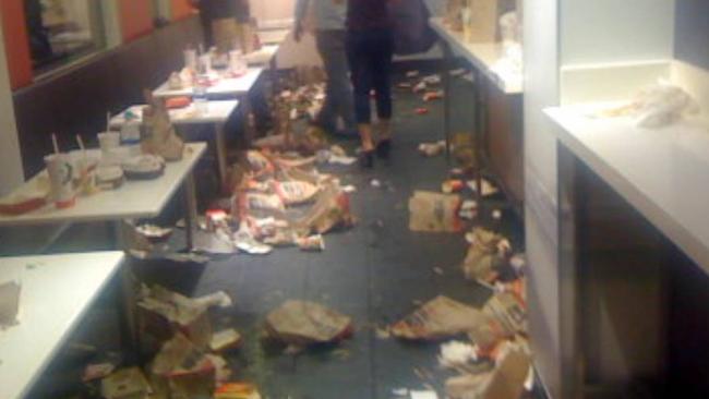 In 2009, the same McDonald’s was photographed littered with rubbish and discarded food. Picture: Supplied