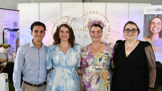 Ladies Day socials at Cluden. Zac and Nicola Micallef with Amy Bern and Catherine Baumgarten. Picture: Evan Morgan