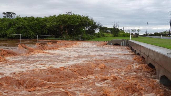 Flash flooding at Bargara on Friday morning, November 26, 2021.