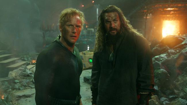 Jason Momoa as Aquaman and Patrick Wilson as his half-brother Orm in the dud superhero sequel Aquaman and the Lost Kingdom.