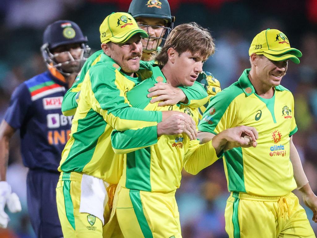 Adam Zampa playing against India.