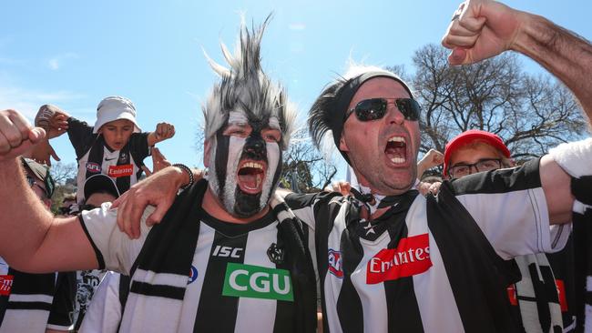 Collingwood fans outside the MCG. Picture: Jason Edwards