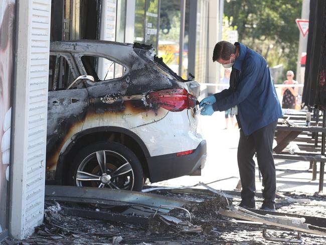 A car rammed into a tobacconist in Seville in the Yarra Valley. Picture: David Crosling