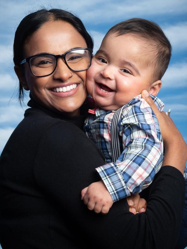 Michael Theobald, with mum Sashi. Picture: Jay Town