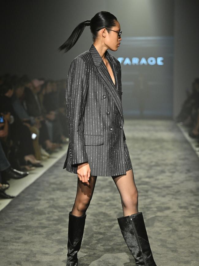 Relaxed tailoring! A model walks the runway during the Farage show at Australian Fashion Week 2025 at Carriageworks on May 13, 2025 in Sydney, Australia. (Photo by James Gourley/Getty Images)