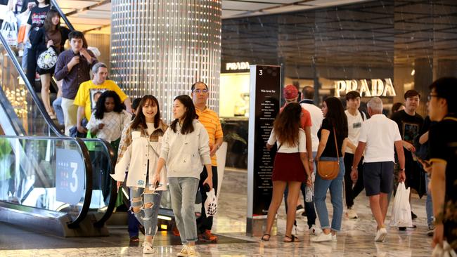 Shoppers in Westfield, Sydney, for the Black Friday sales on November 29. Picture: Damian Shaw.