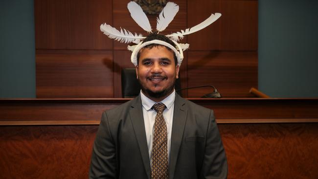 Yarrabah law student Joel Murgha following admission as a practising legal professional on Friday. Picture: Peter Carruthers