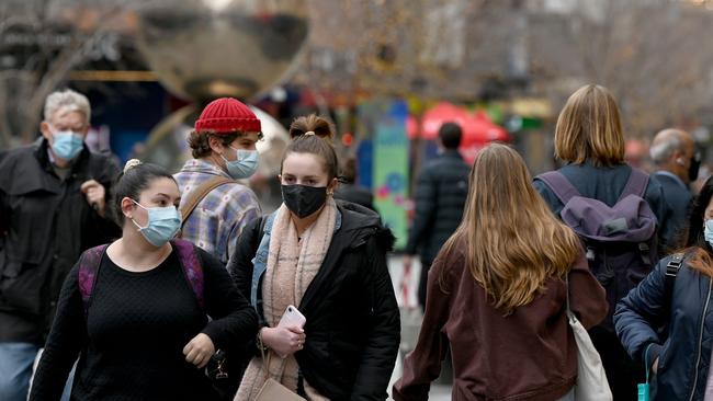 Business leaders hope crowds like these will return to venues and Rundle Mall despite Covid numbers being likely to increase. Picture: NCA NewsWire / Naomi Jellicoe