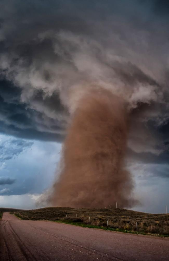 An F2 tornado tears through a field in Wray, Colorado, USA. Picture: Tori Jane Ostberg/Royal Meteorological Society/Media Drum/Australscope