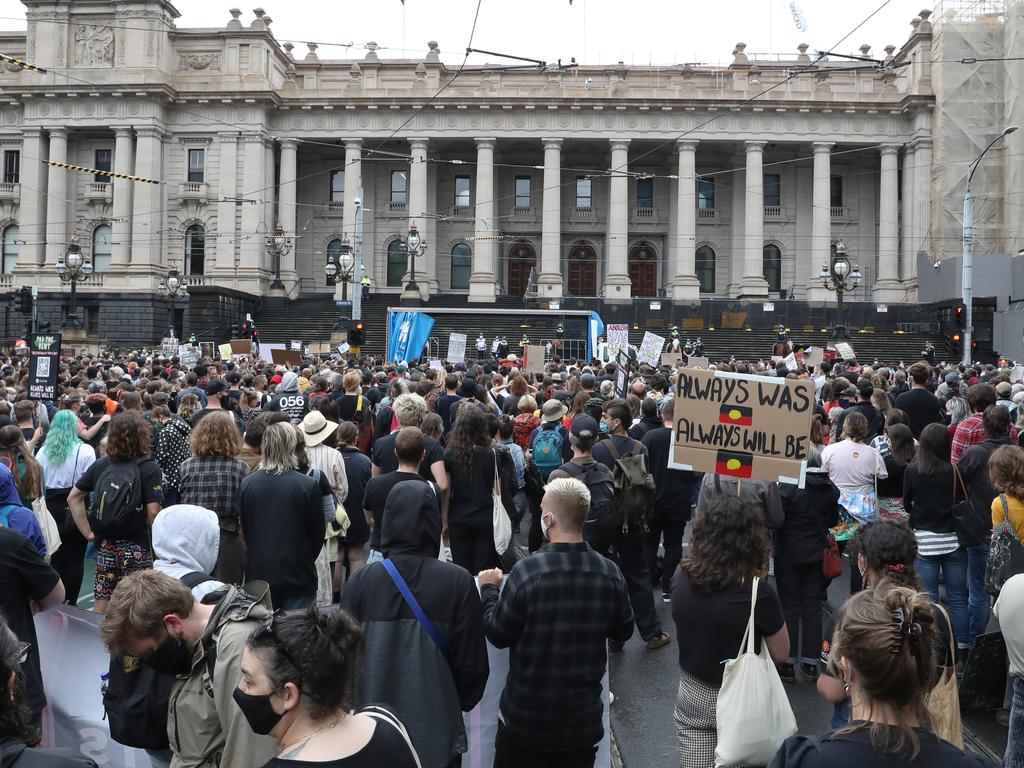 People held signs saying things like ‘Let’s Have A Day For Everyone’. Picture: NCA NewsWire/ David Crosling