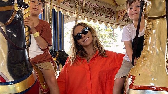 Nadia Bartel poses up with her boys on a recent Noosa holiday.