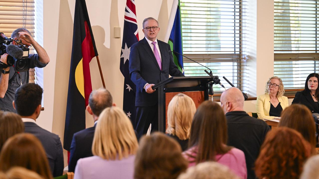 Mr Albanese has welcomed new MPs to the Labor party room and told them to ‘deliver for the people’. Picture: NewsWire / Martin Ollman