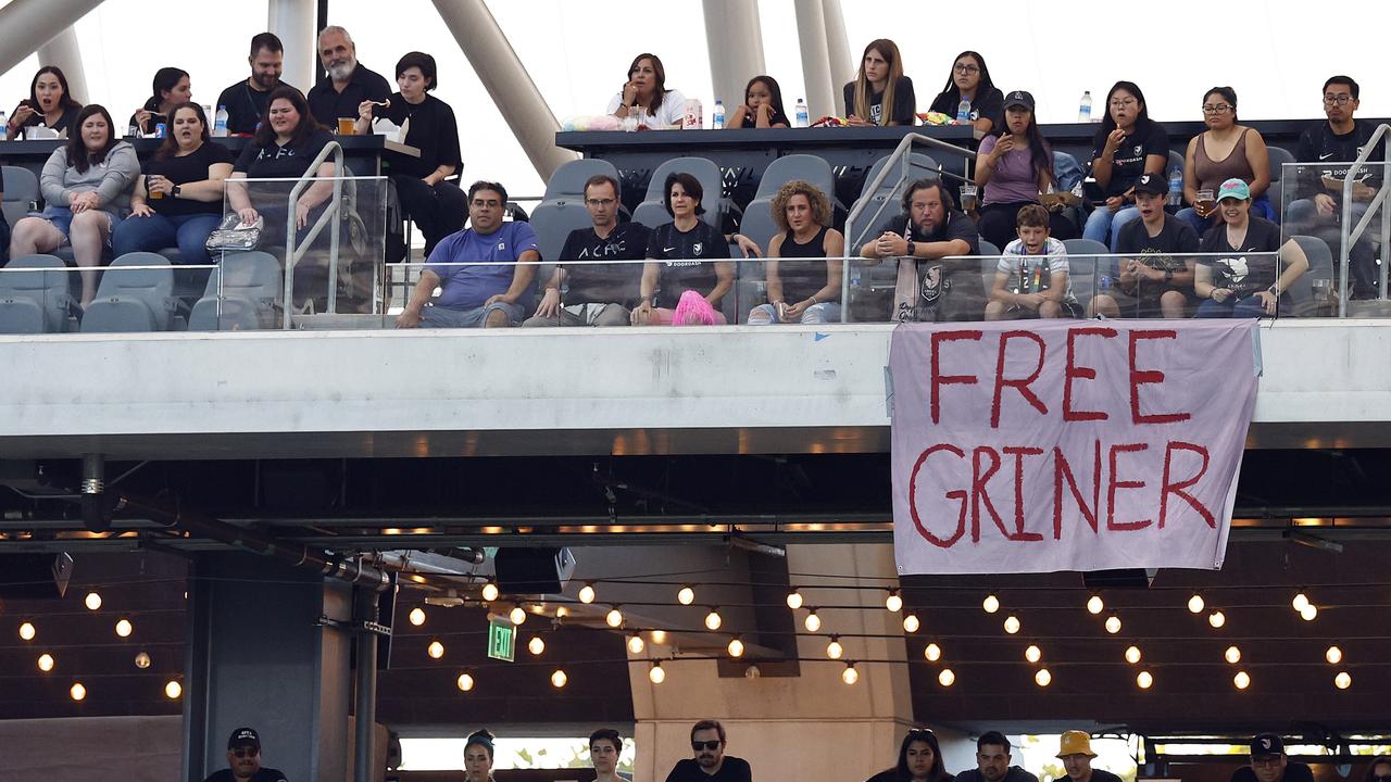 A sign for Brittney Griner during an NWSL match. Photo by Ronald Martinez/Getty Images